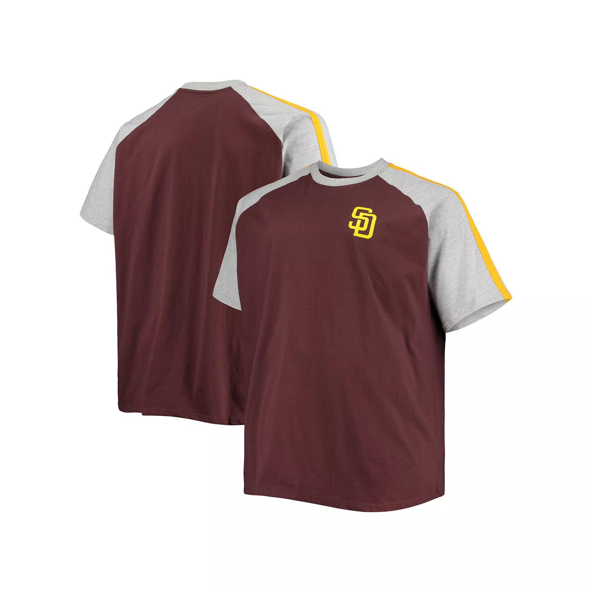 Men's Brown/Heathered Gray San Diego Padres Big & Tall Circular Raglan T-Shirt, Size: 3XLT Product Image