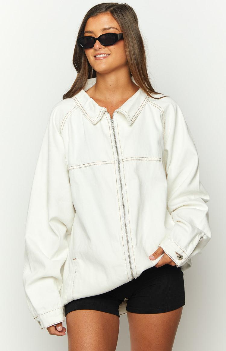 Sally White Oversized Denim Jacket Product Image