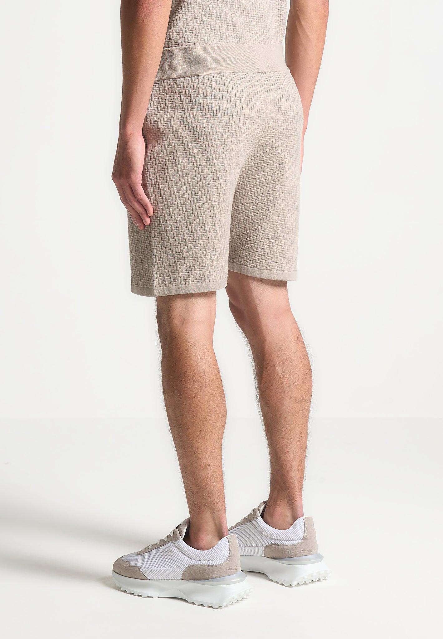 Herringbone Knit Shorts - Taupe Male Product Image