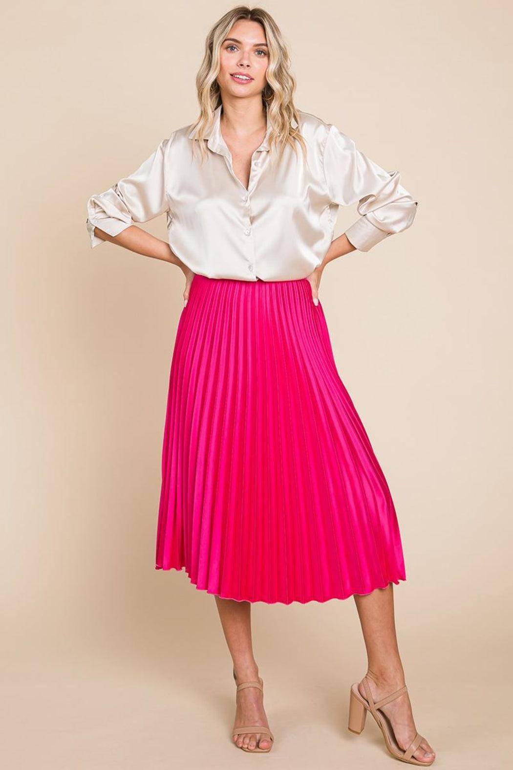 High Waisted Pleated Midi Skirt Product Image