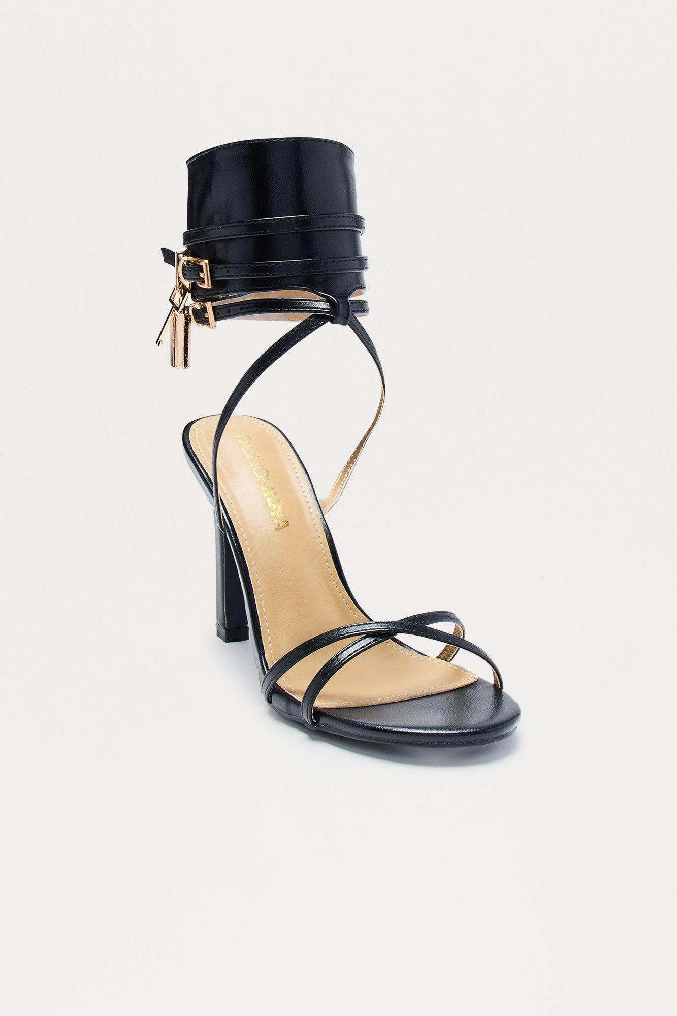 Irene Hardware Lock Heels - Black Product Image