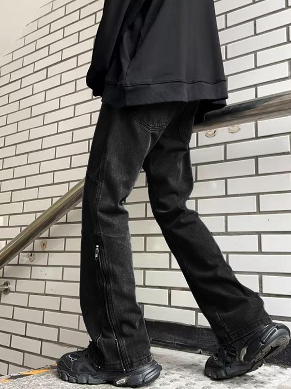 Men's Street Wash Zip Up Straight Leg Jeans Product Image
