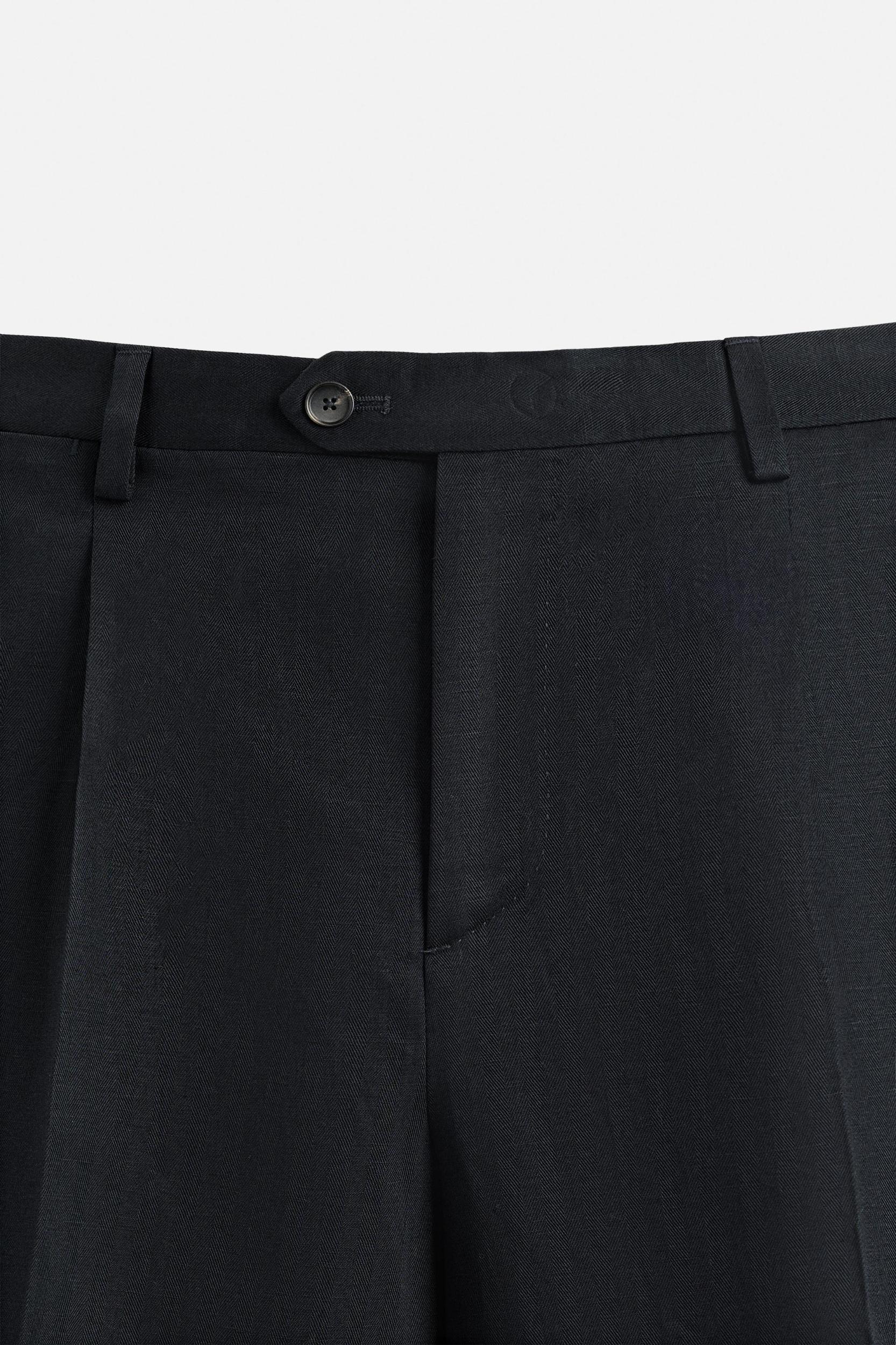 HERRINGBONE LINEN COTTON SUIT PANTS Product Image