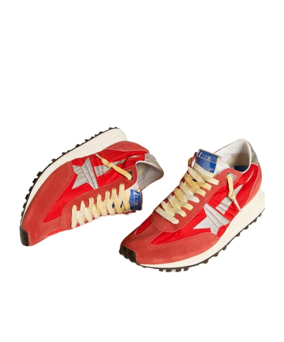 GOLDEN GOOSE Marathon Sneakers With Red Nylon Upper And Silver Star Shoes Product Image