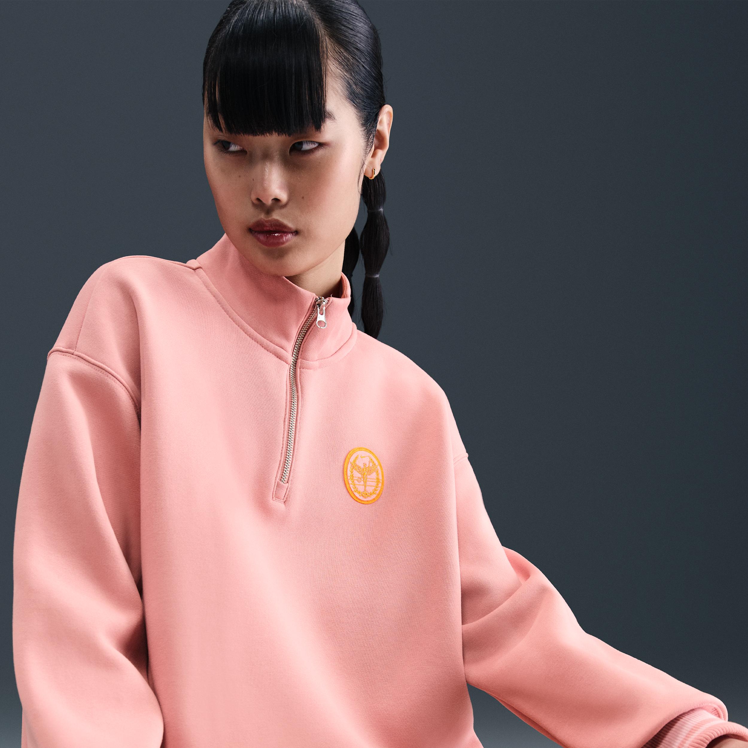 Womens Nike Sportswear Phoenix Fleece Oversized 1/4-Zip Long Sweatshirt | IH7804-618 Product Image