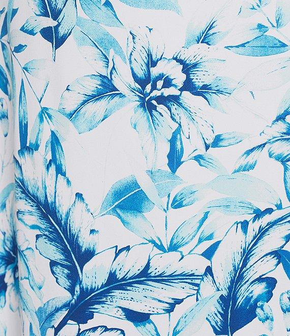 Tommy Bahama Abby Interlock Flora Fresco Peach Jersey Scoop Neck Sleeveless Sheath Dress Product Image