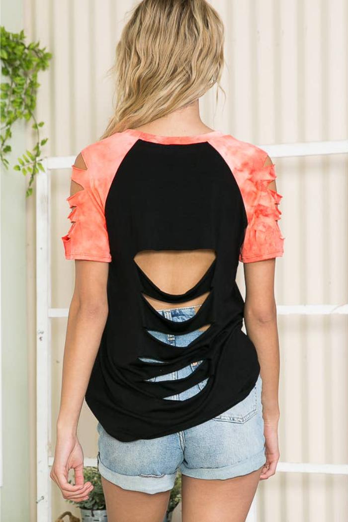 CUTOUT TOP WITH TIE-DYE Product Image
