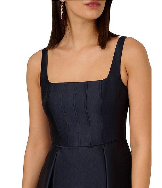 Adrianna Papell Mikado Square Neck Sleeveless A-Line Midi Dress Product Image