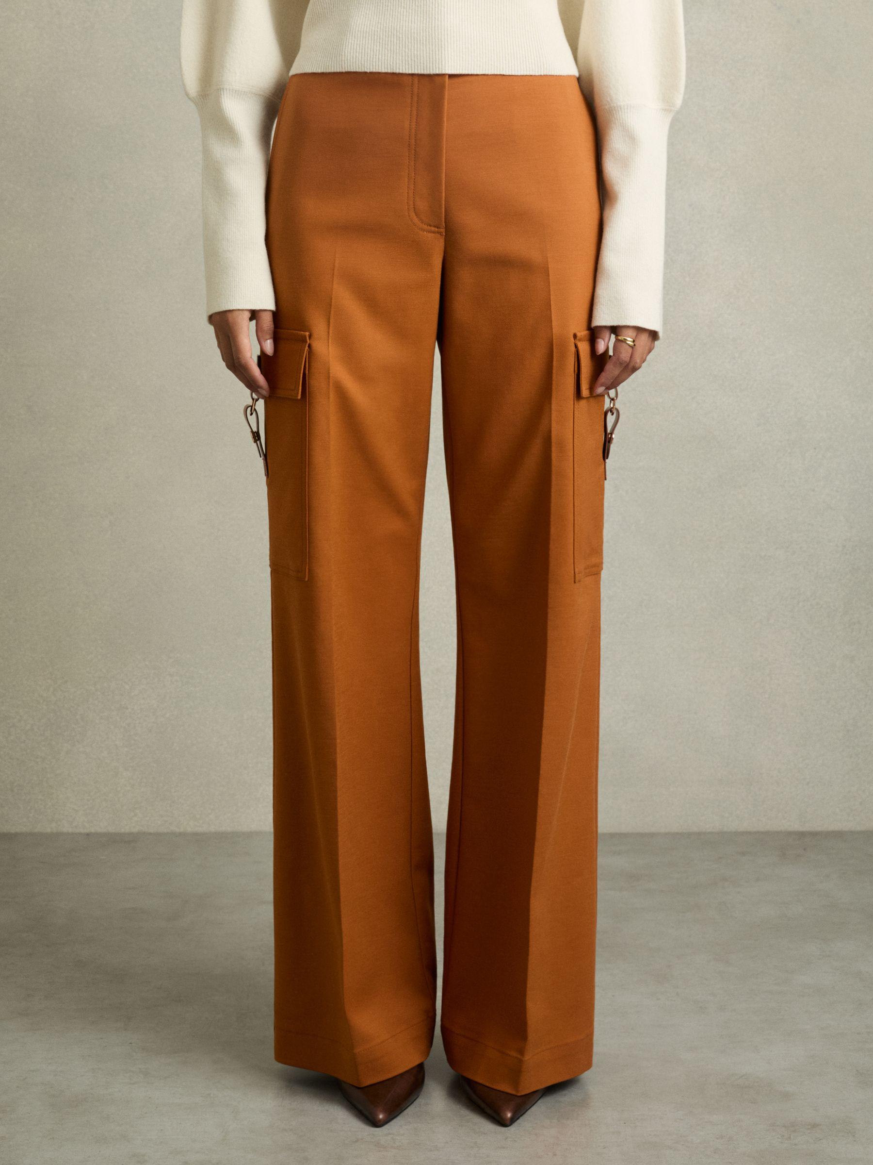 Wide-Leg Combat Trousers With Cotton in Rust Product Image