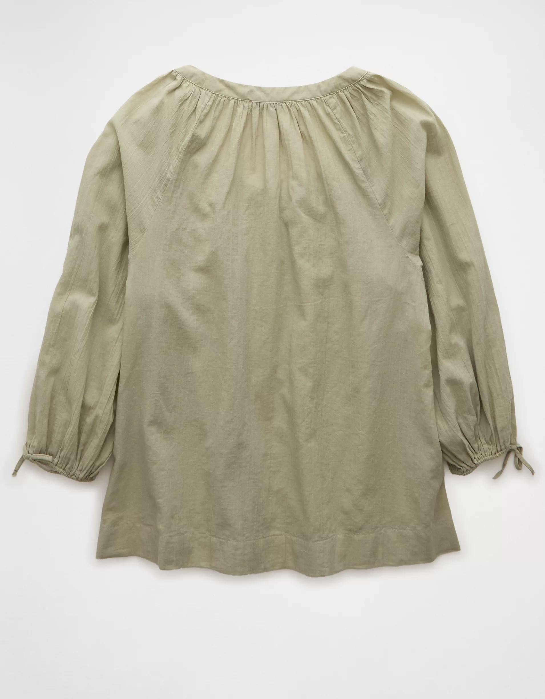 AE Long-Sleeve Open Neck Blouse Product Image