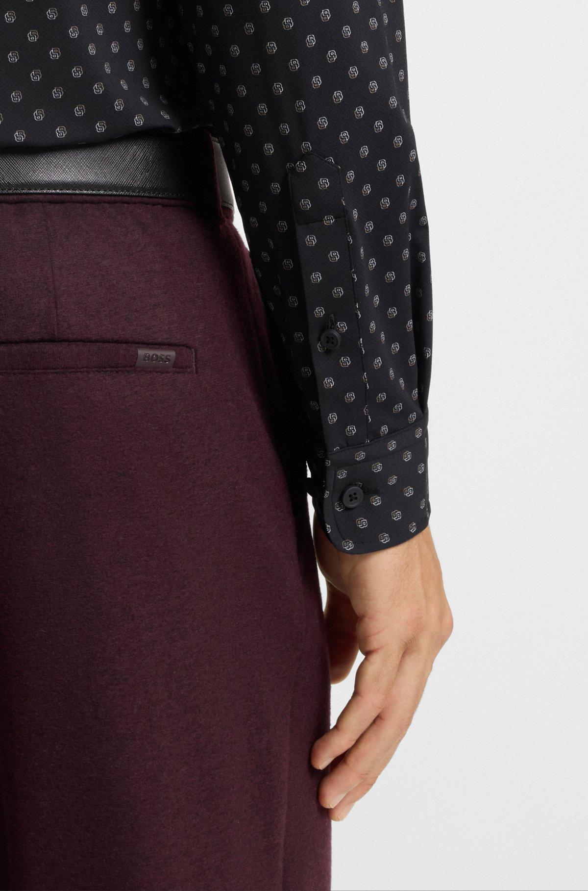 Slim-fit shirt in printed performance-stretch Italian fabric Product Image