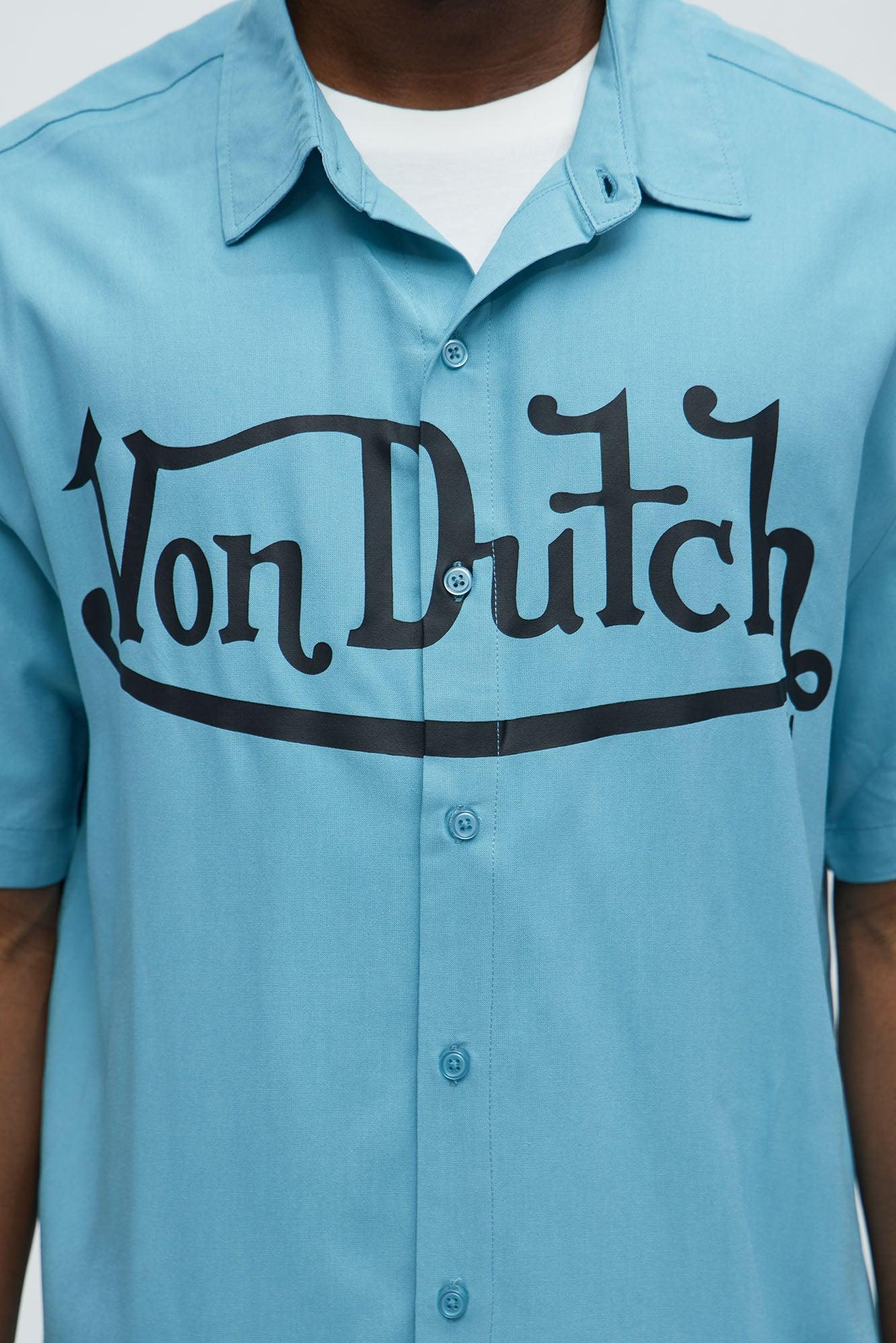 The Legend Von Dutch Short Sleeve Button Up Shirt - Blue Product Image