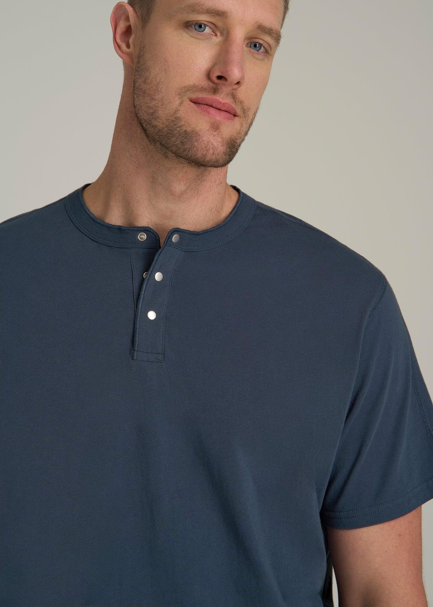 LJ&S REGULAR-FIT Jersey Henley Tee for Tall Men in Vintage Moss Green Male Product Image