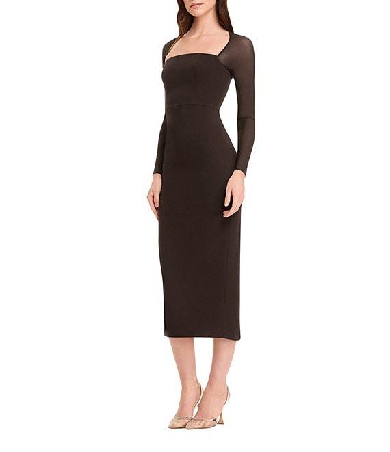 Dress the Population Maxine Mesh Long Sleeve Midi Bodycon Dress Product Image