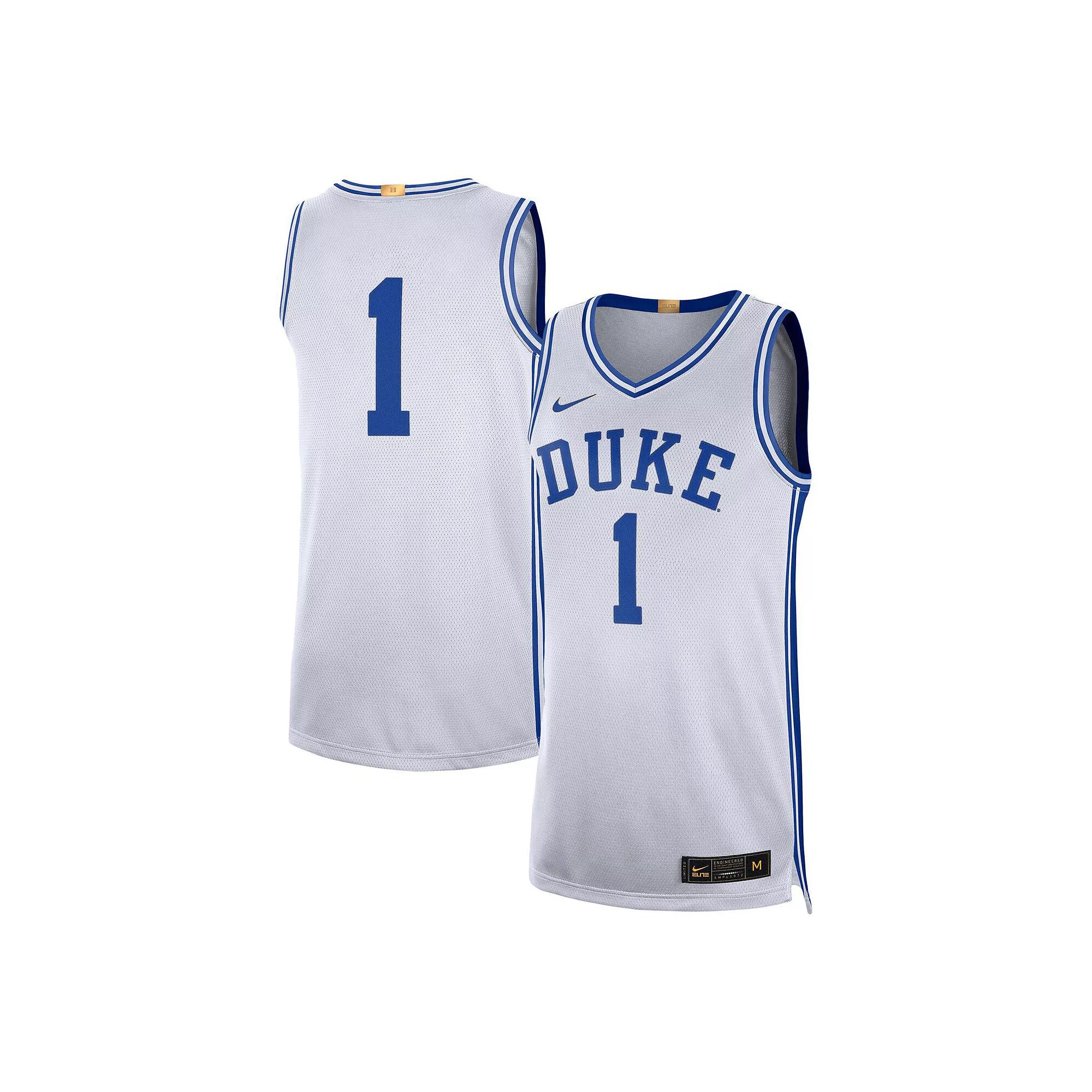 Men's Jordan Brand #1 White Duke Blue Devils Limited Authentic Jersey, Size: Medium Product Image