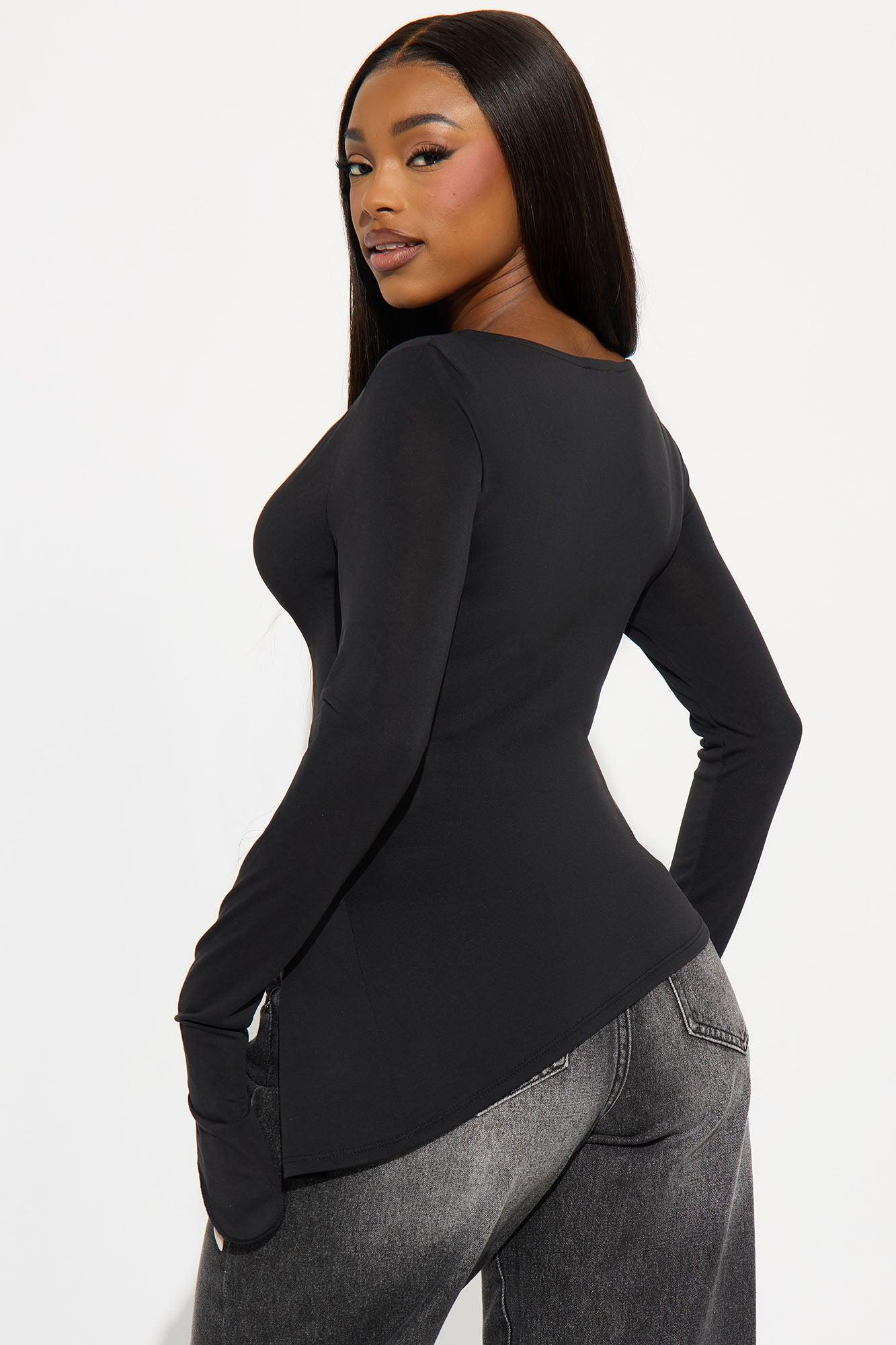 Perdie Cowl Neck Long Sleeve Top - Black Female Product Image
