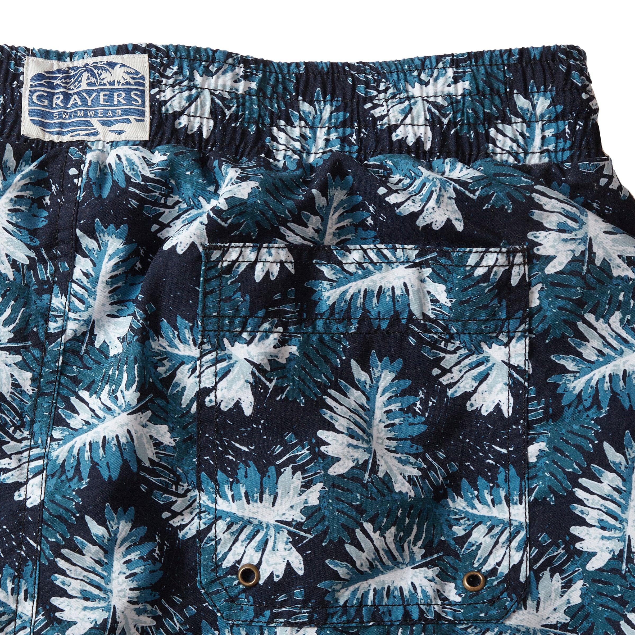 Blue Palms Eco Swim Trunk 6" - Navy Green Leaf Product Image