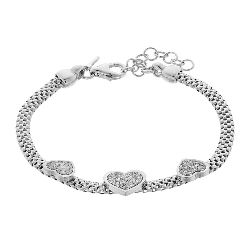 Sterling Silver Heart Mesh Bracelet, Women's, Size: 7-8" ADJ Product Image