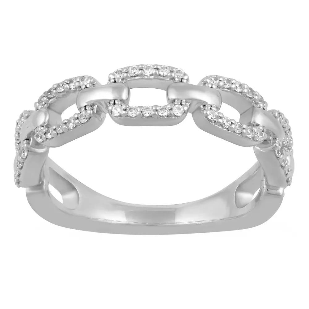 Royal Aura Sterling Silver 1/5 Carat T.W. Diamond Chain Ring, Women's Product Image