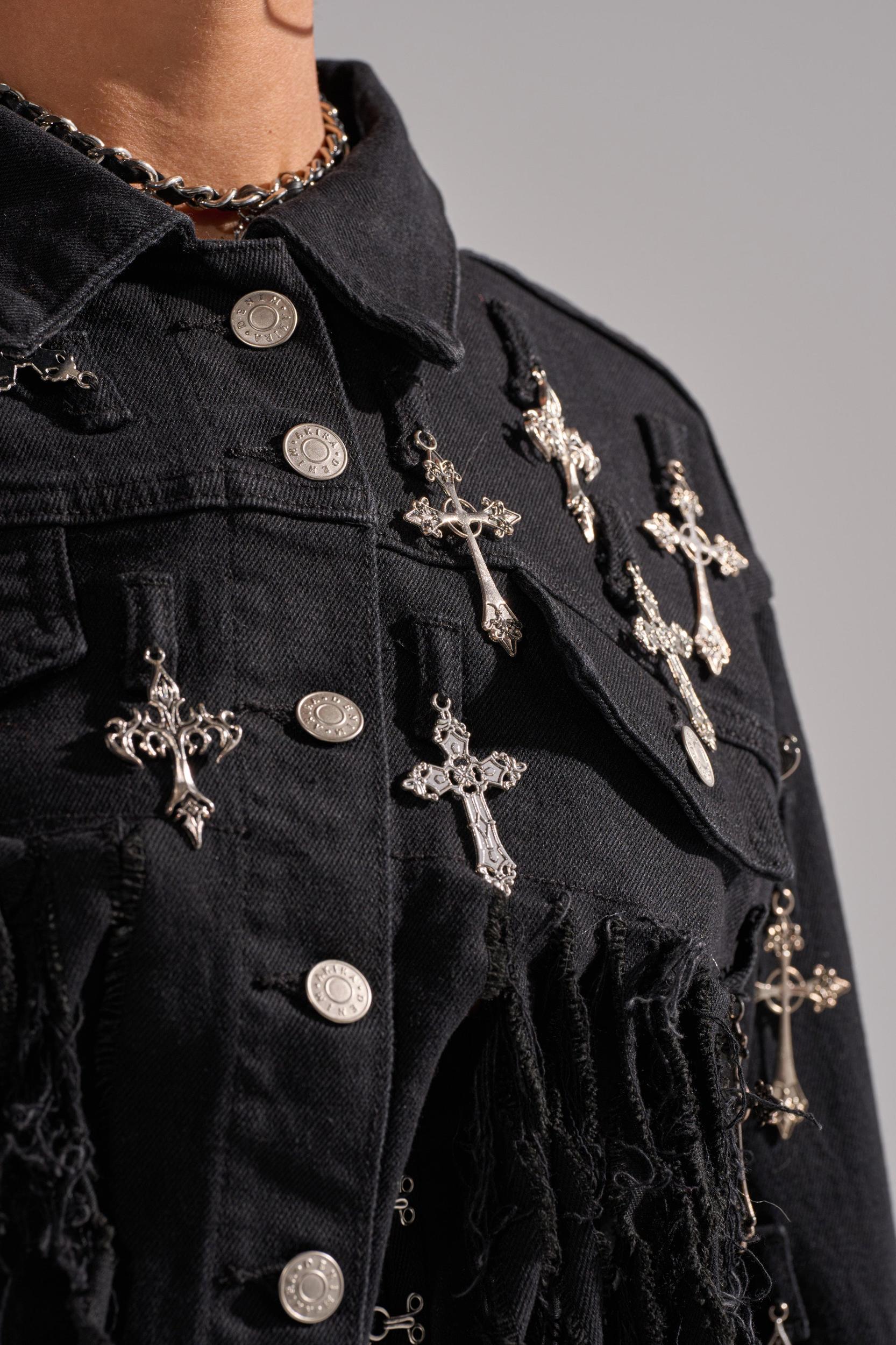 CROSS MY HEART ULTRA CROP DENIM JACKET Product Image
