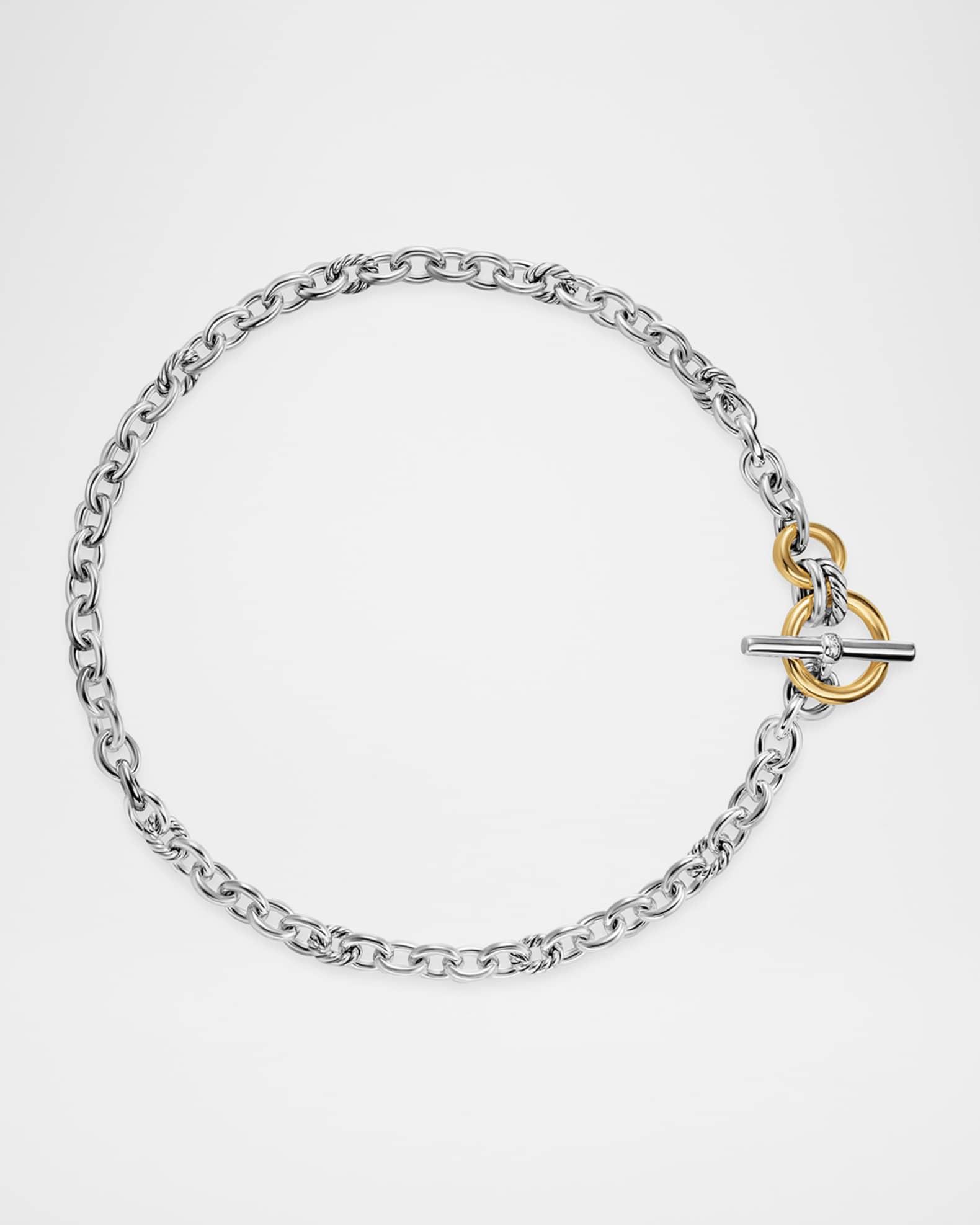 Mercer Single Row Toggle Necklace with Diamonds in Silver and 18K Gold, 5mm Product Image