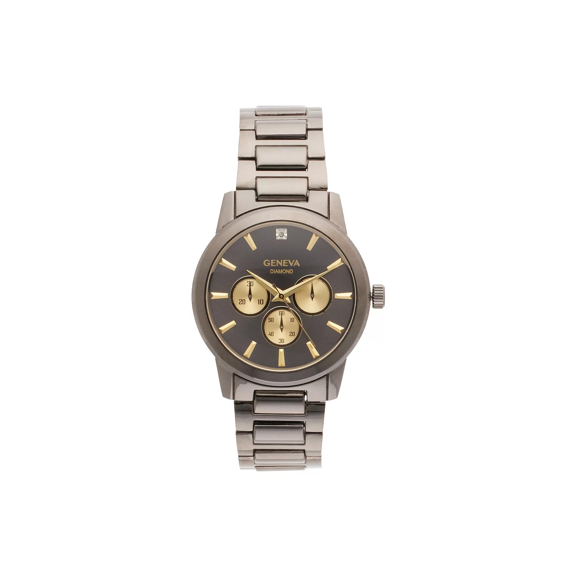 Geneva Men's Diamond Accent Gunmetal Bracelet Watch - KHA0011GU, Grey Product Image