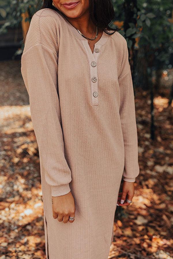 Fall Sentiments Waffle Knit Midi In Iced Latte Product Image