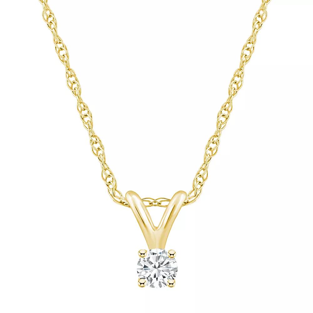 Celebration Gems 14k Gold 1/10 Carat T.W. Diamond Solitaire Pendant Necklace, Women's, Size: 18" Product Image