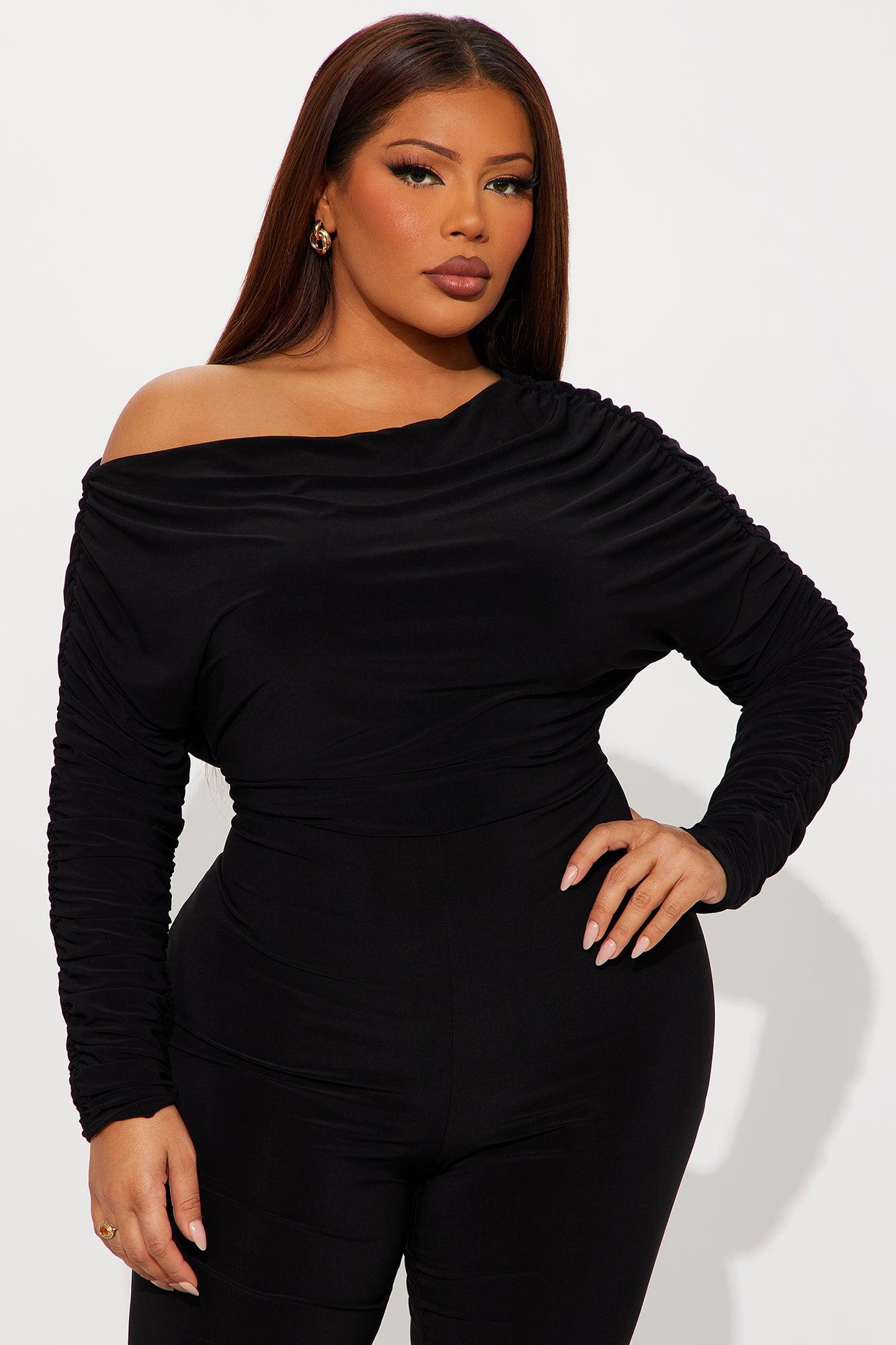 Evangeline Off Shoulder Flare Leg Jumpsuit - Black Female Product Image