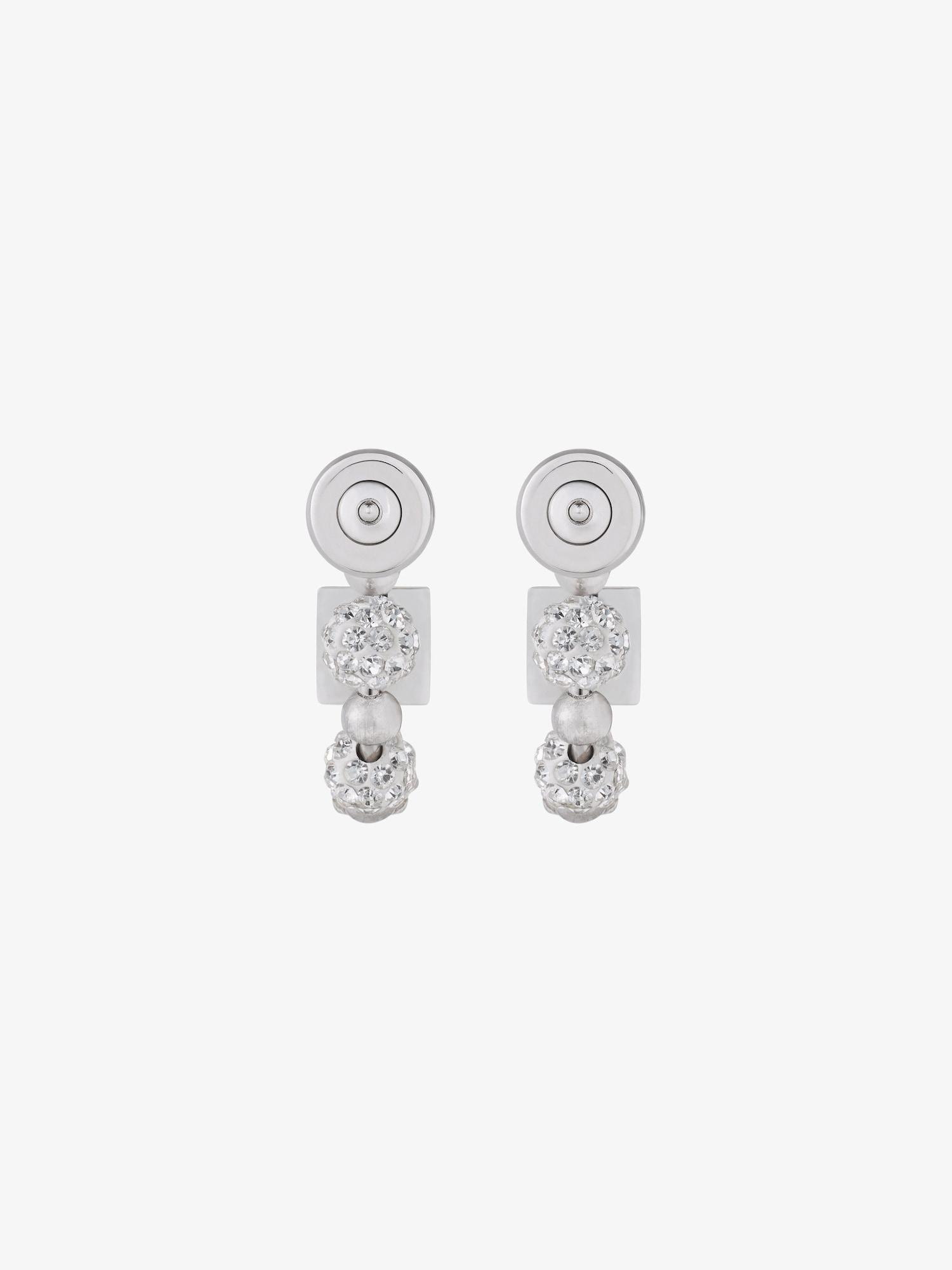 4G earrings in metal with crystals Product Image