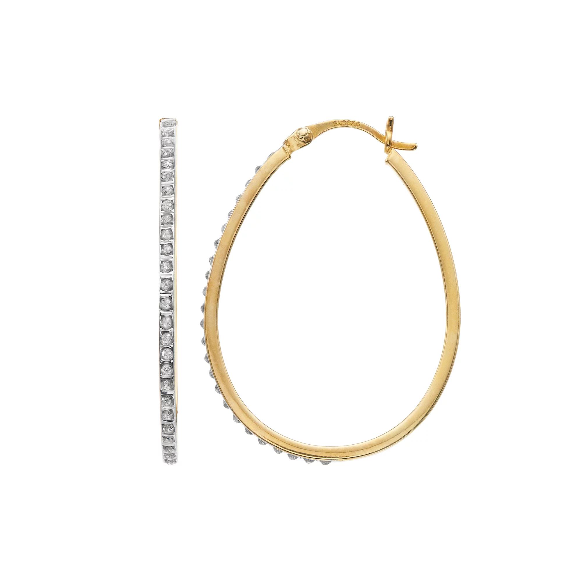 18k Gold Over Silver Diamond Mystique Oval Hoop Earrings, Women's Product Image