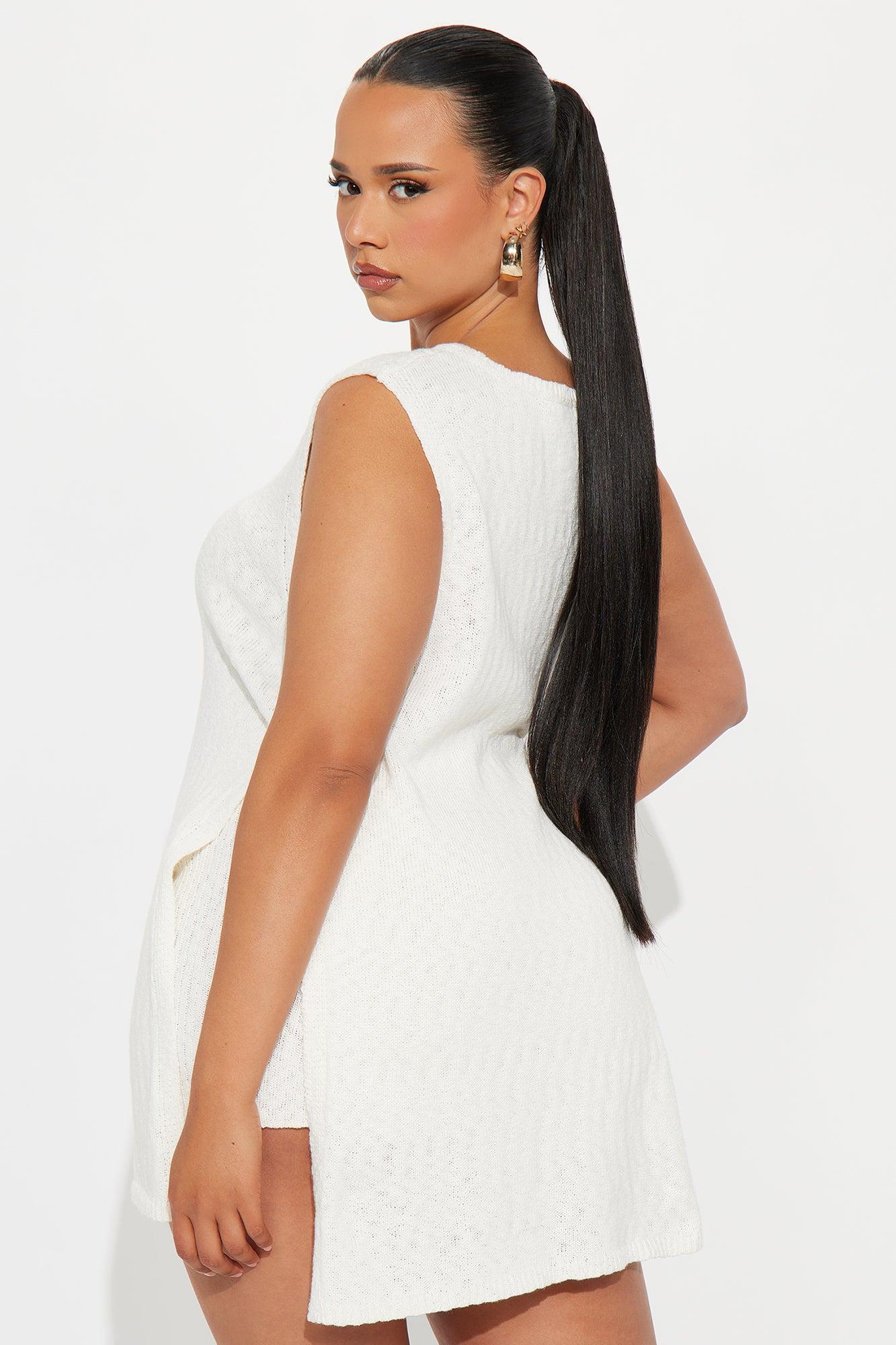 Nora Sleeveless Sweater Short Set - Cream Product Image