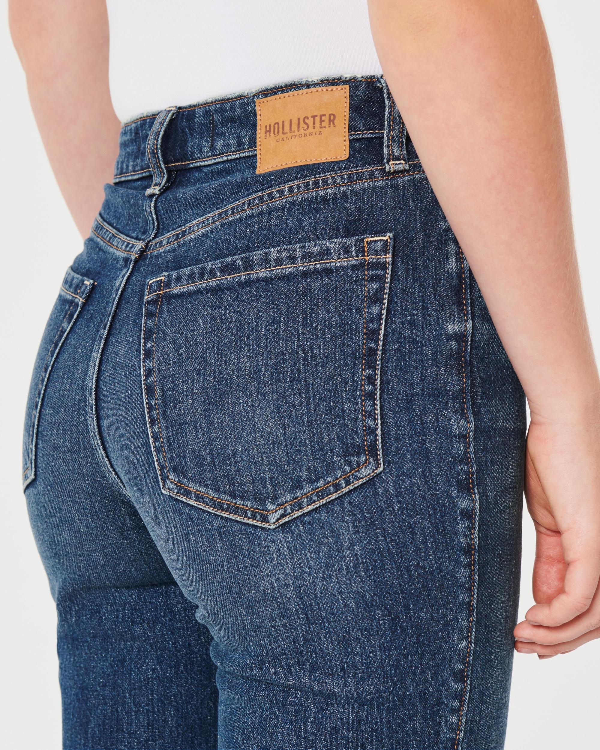 Ultra High-Rise Distressed Medium Wash 90s Straight Jeans Product Image