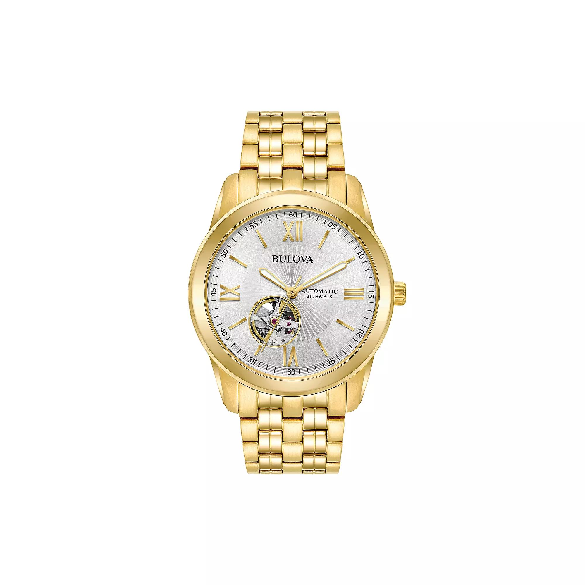Bulova Men's Gold Tone Stainless Steel Automatic Watch - 97A130, Size: Large Product Image
