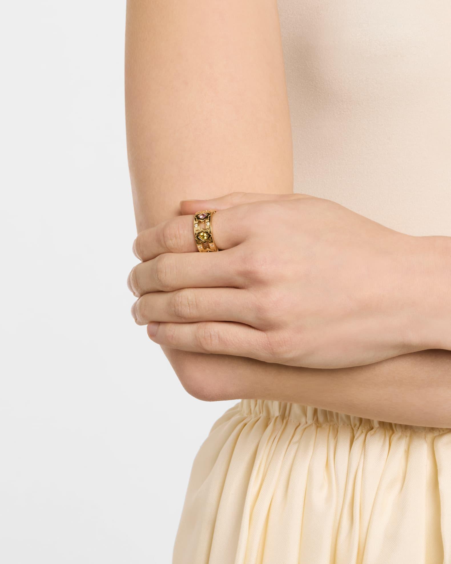 18K Yellow Gold Navarra Ring with Mixed Sapphires and Diamonds Product Image