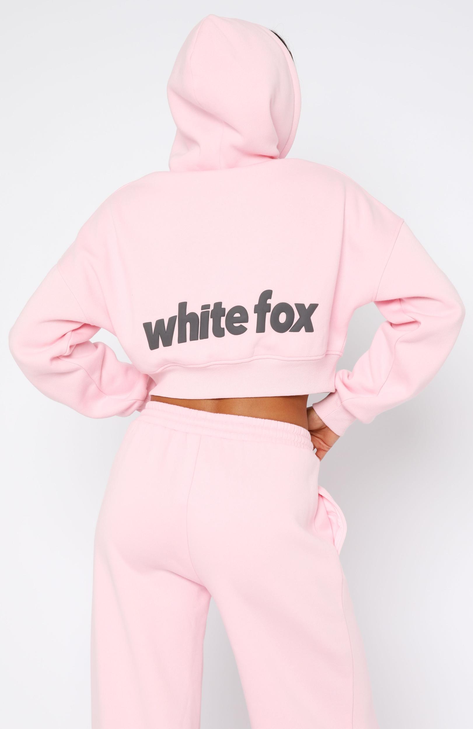From The Archives Charli Cropped Zip Front Hoodie Pink Product Image
