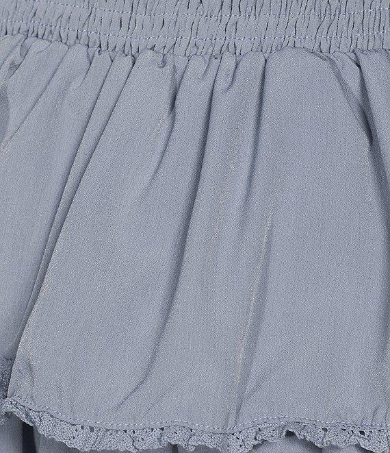 Le Lis Smocked Waist Tiered Lace Trim Mini Skirt Product Image