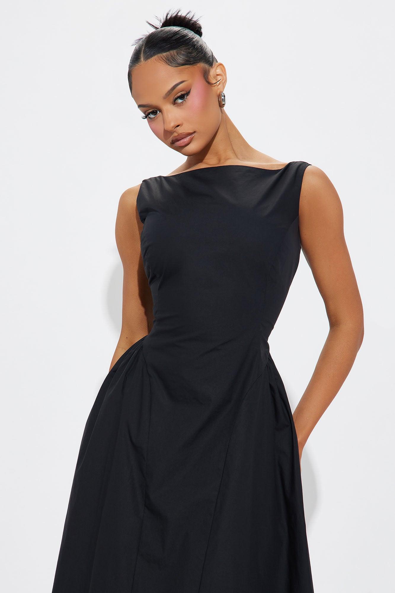 Elena Poplin Maxi Dress - Black Product Image