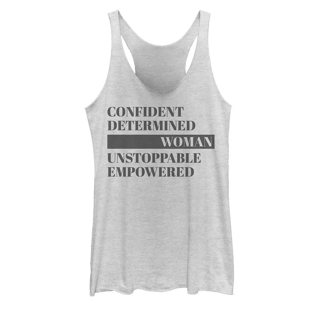 Juniors' Confident Determined Women's Empowerment Tank Top, Girl's, Size: XL, White Grey Product Image