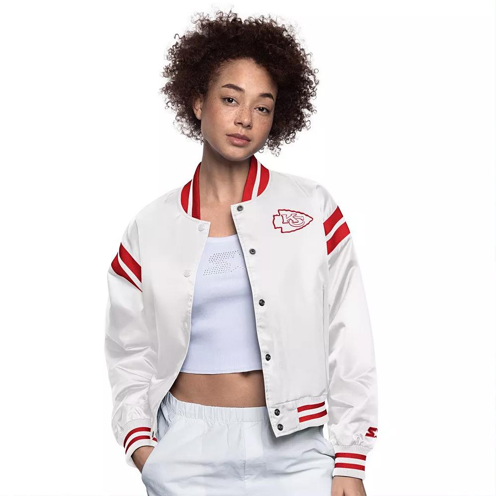 Women's Starter Cream Kansas City Chiefs Full Count Full-Snap Satin Jacket,  Product Image