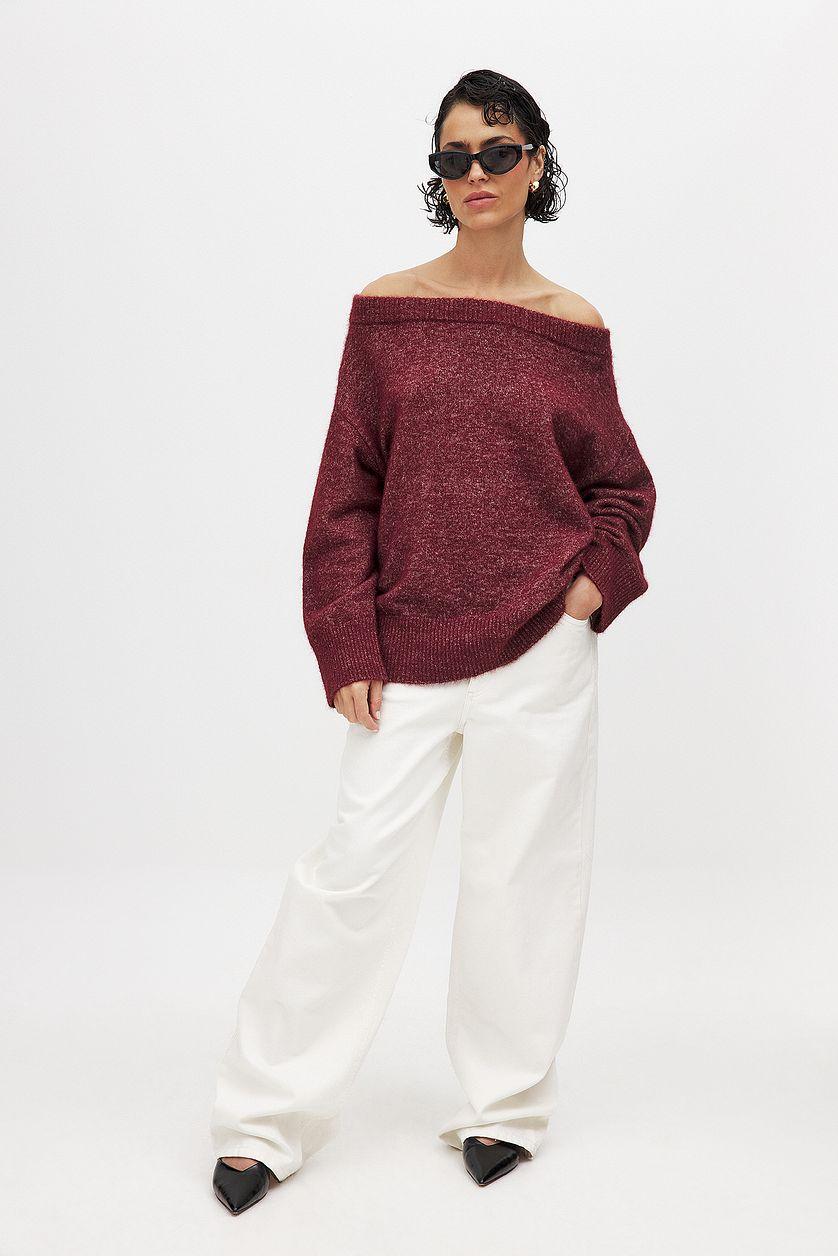 Knitted Off Shoulder Sweater Product Image