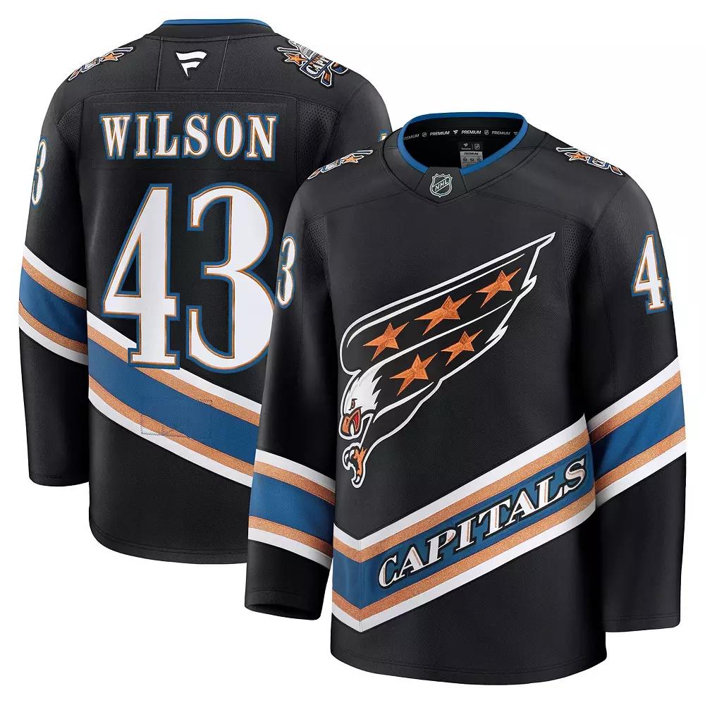 Men's Fanatics Tom Wilson Black Washington Capitals Alternate 50th Anniversary Premium Jersey, Size: 42 Product Image