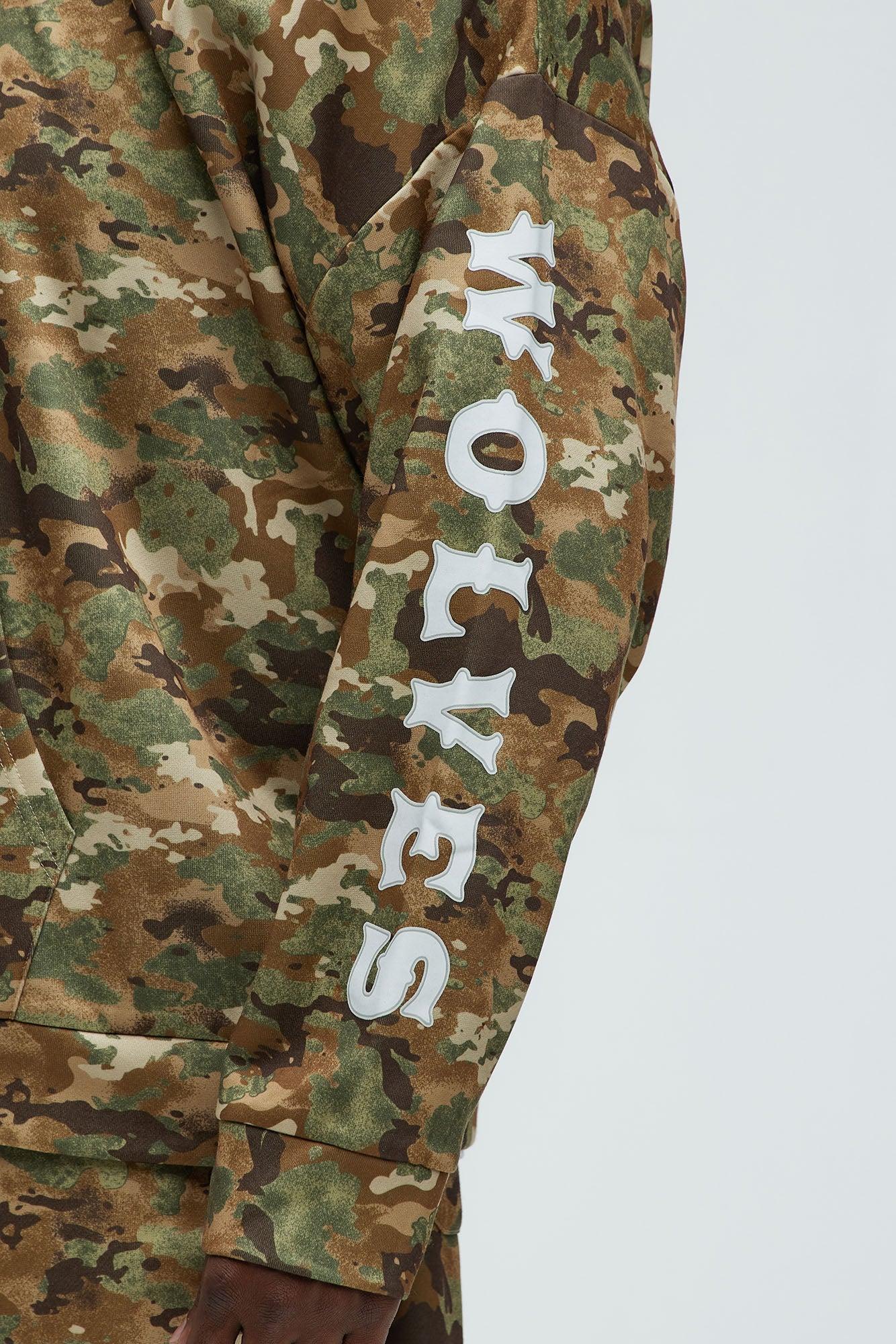 Wolves Camo Oversized Zip Up Hoodie - Camouflage Product Image