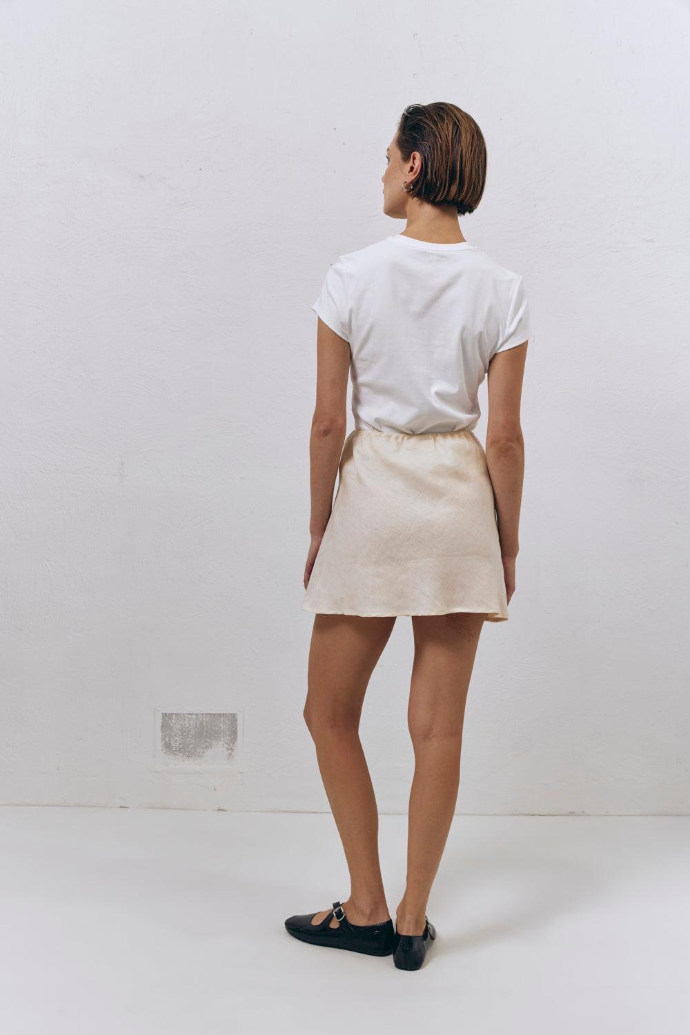 The Way To San Jose Bias Cut Linen Mini Skirt Cream Product Image