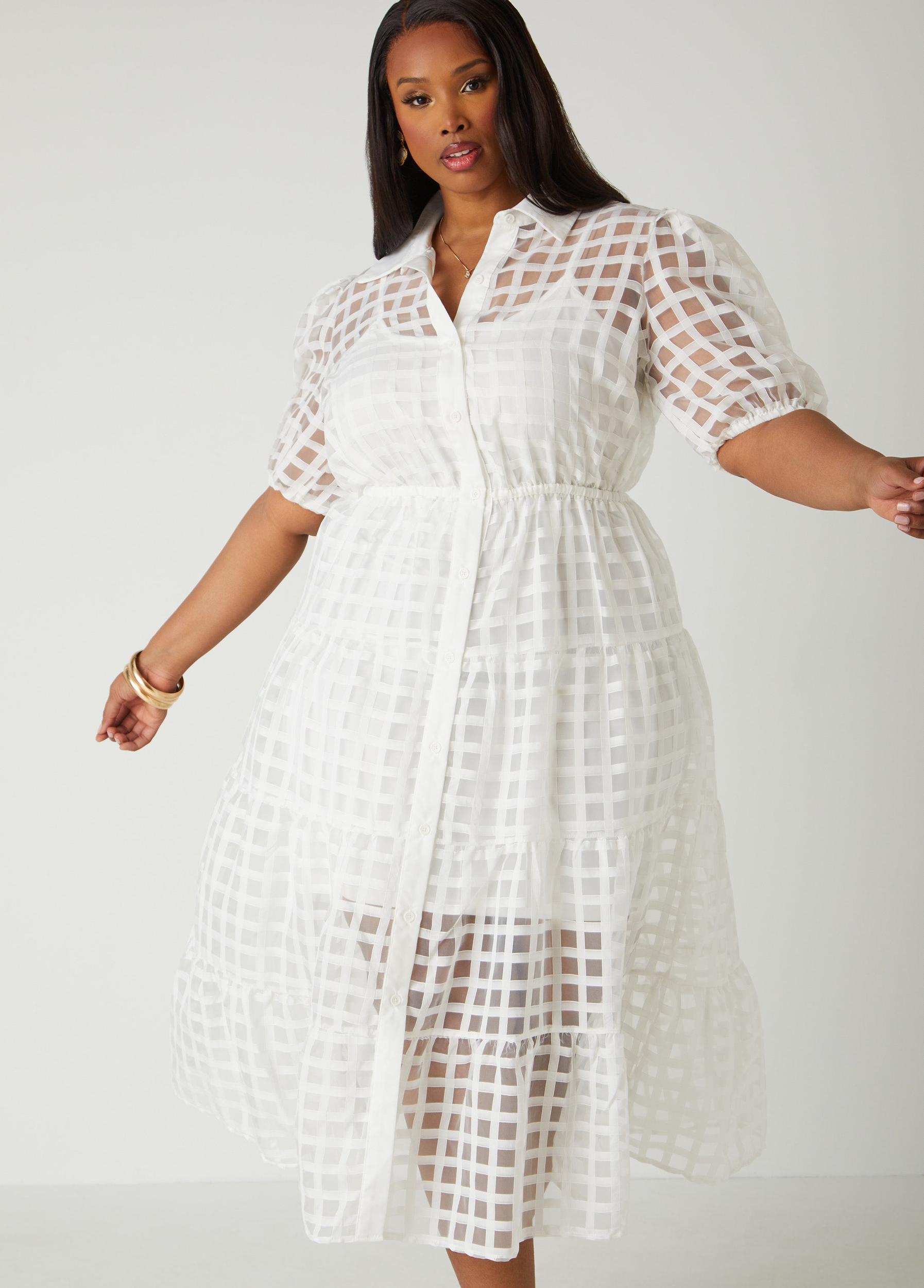 Windowpane Flounced A Line Dress Product Image