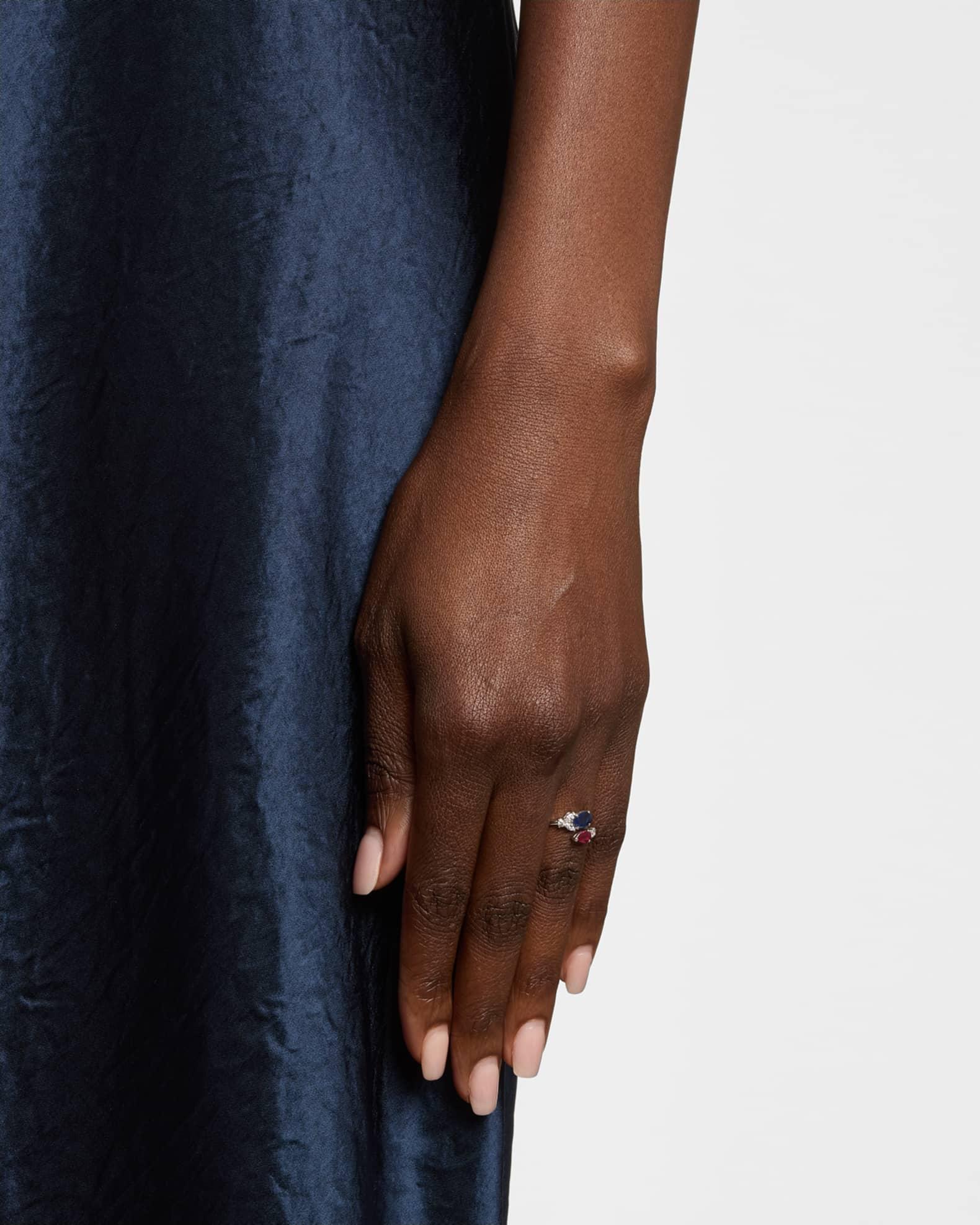 18K White Gold Tricolor Ring with Diamonds, Size 5 Product Image