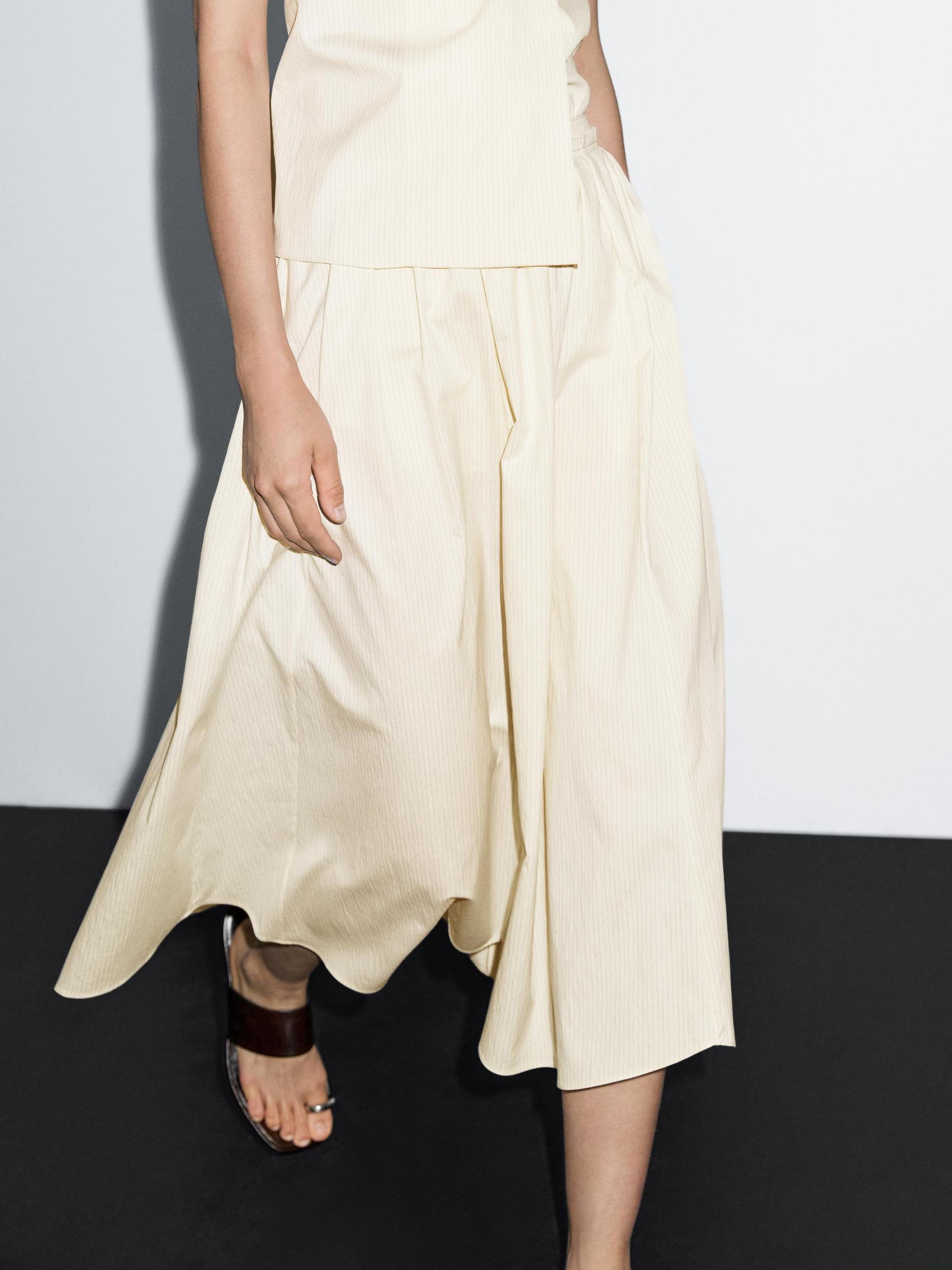 Stripe print flared midi skirt Product Image