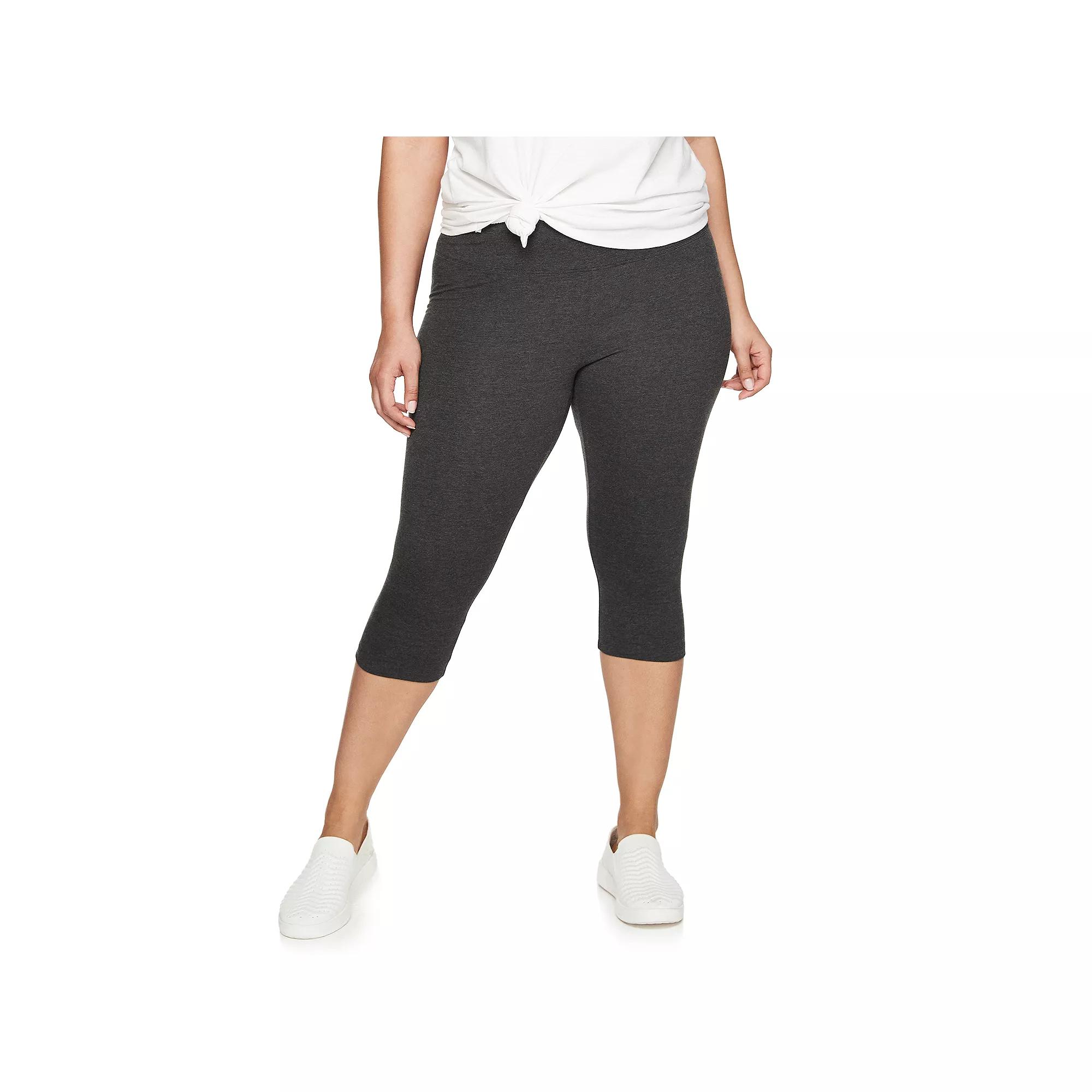 Plus Size Sonoma Goods For Life® Knit Capri Leggings, Women's, Size: 4XL, Dark Silver Product Image