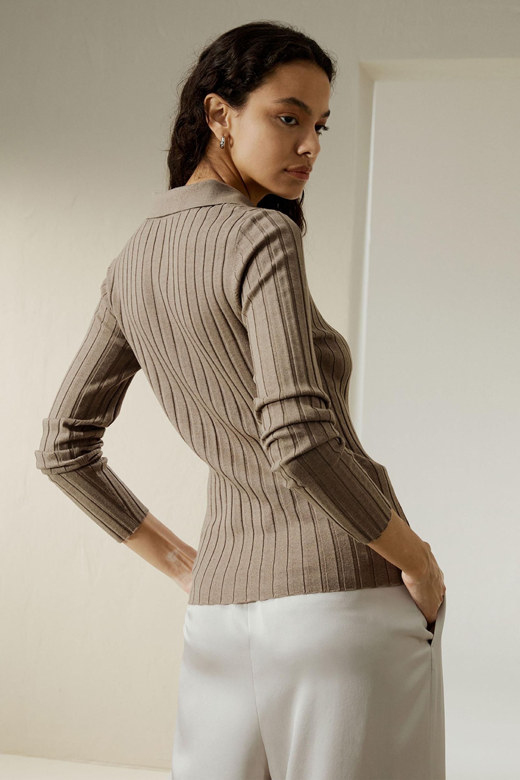 LILYSILK Cashmere Blend Sweater for Women Dark Camel Soft and Skin-Friendly Slim-Fit Long Sleeves 100% Grade 6A Mulberry Silk L Product Image