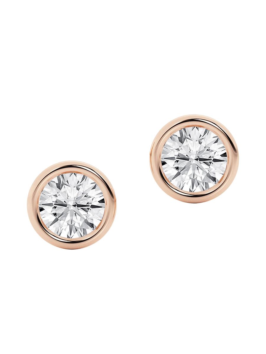 Womens 14K Gold & Diamond Bezel Stud Earrings/0.50.6.00 TCW Product Image